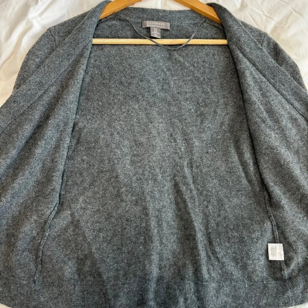 Charter Club 100% Cashmere Gray Cardigan Sweater XS 2-Ply Single Button